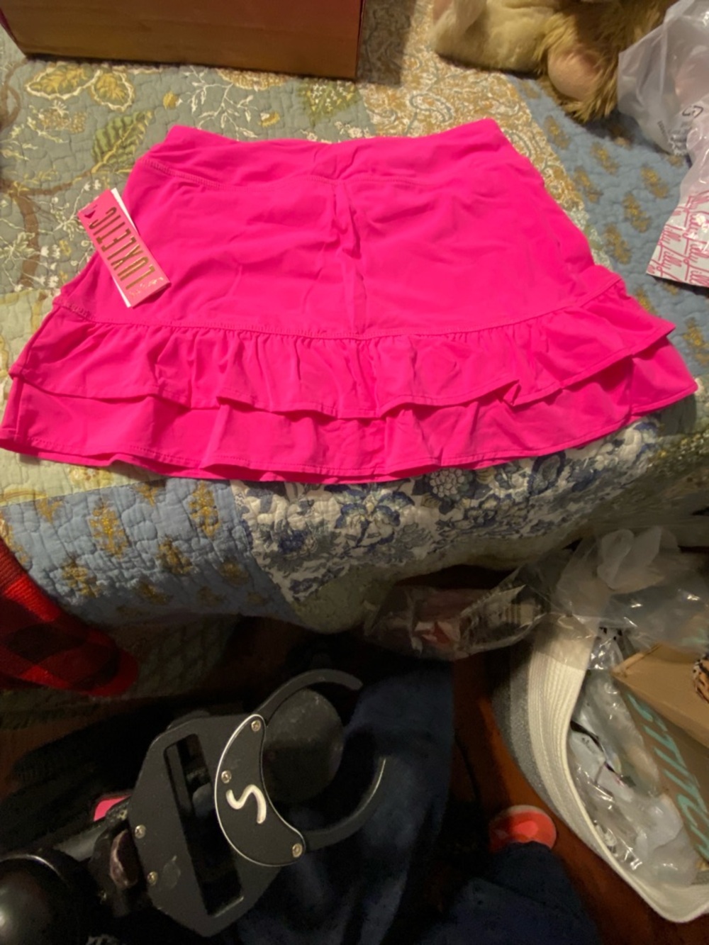 Lilly Pulitzer Neon Pink Grenadine Double Ruffle Skort, Size XS, NWT - Picture 6 of 8